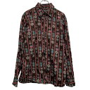 【中古】【古着】 長袖 柄シャツ L ブラウン ピンク系 マルチカラー ボタン 総柄 ストライプ カジュアルシャツ コットン 薄手 古着卸 アメリカ仕入 a70...