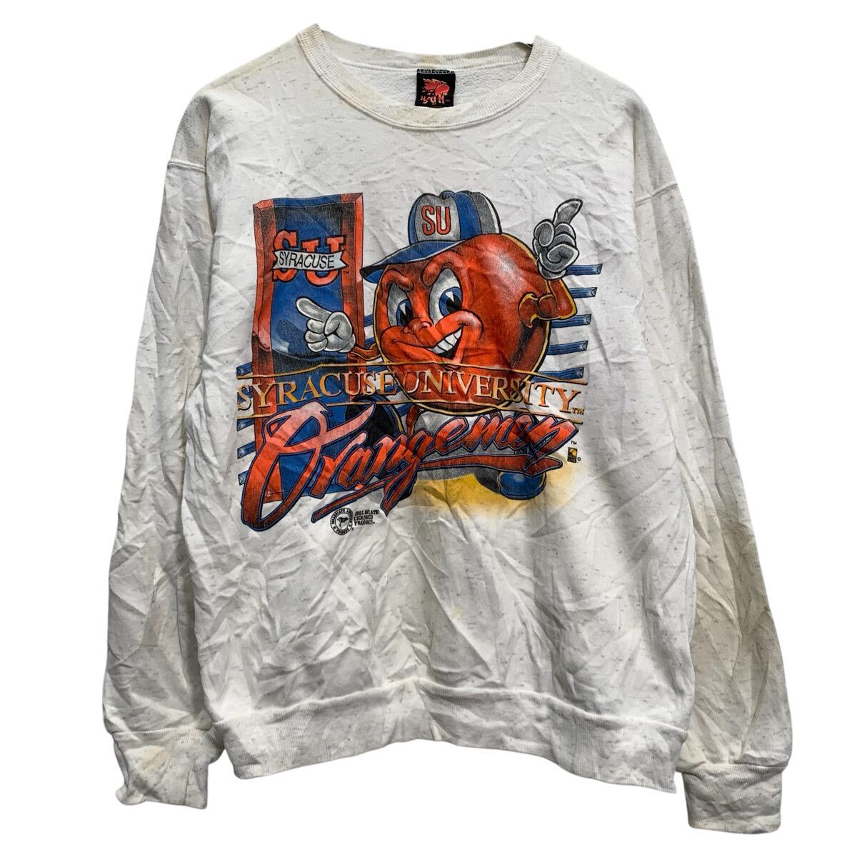【中古】【古着】 NATIVE SUN プリントスウェット トレーナー M ホワイト プルオーバー アメリカ製 ビッグプリント 古着卸 アメリカ仕入 a702-6549