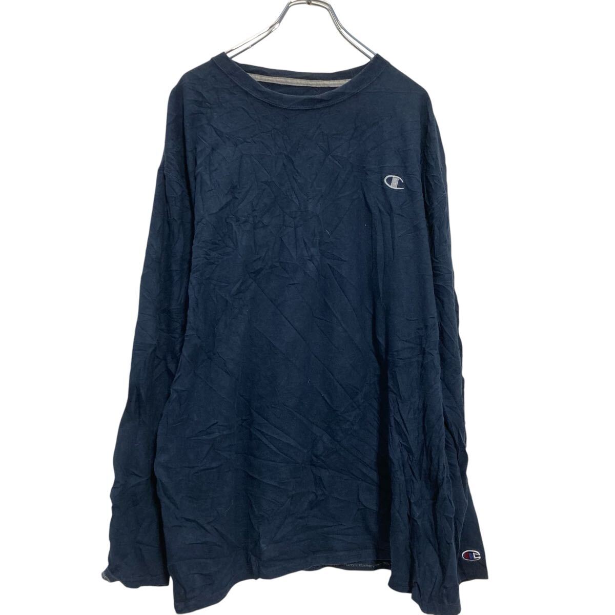 【中古】【古着】 Champion 長袖 ロゴTシャツ XL ネイビー チャンピオン ロンT ロングTシャツ ビッグサイズ 古着卸 アメリカ仕入 a702-6771