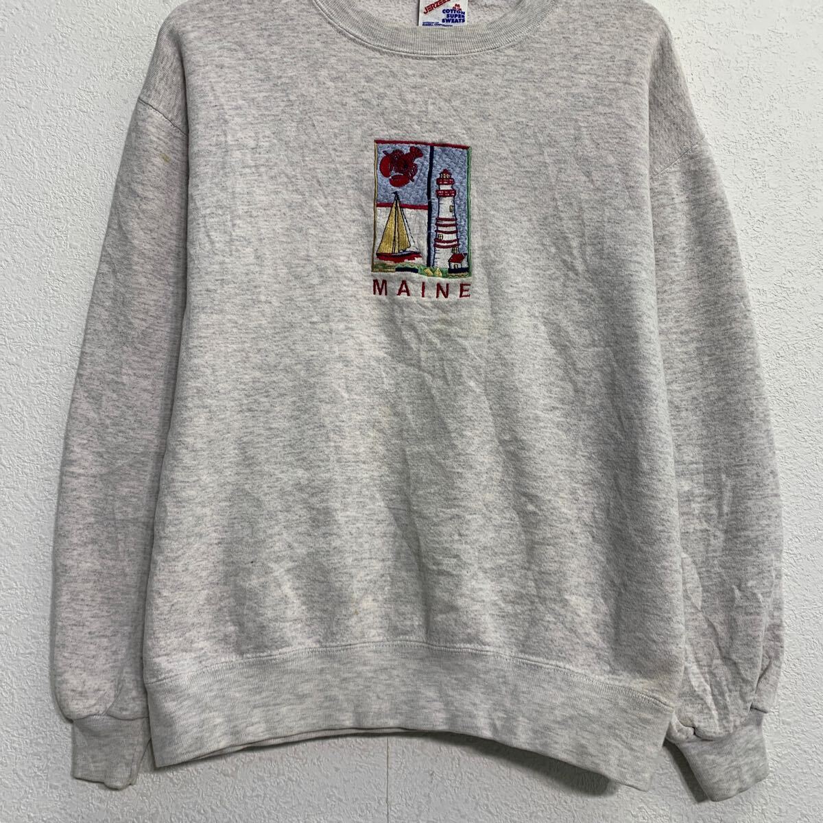 【中古】【古着】 JERZEES ロゴスウェット トレーナー M グレー ジャージーズ プルオーバー アメリカ製 裏起毛 古着卸 アメリカ仕入 a702-6811