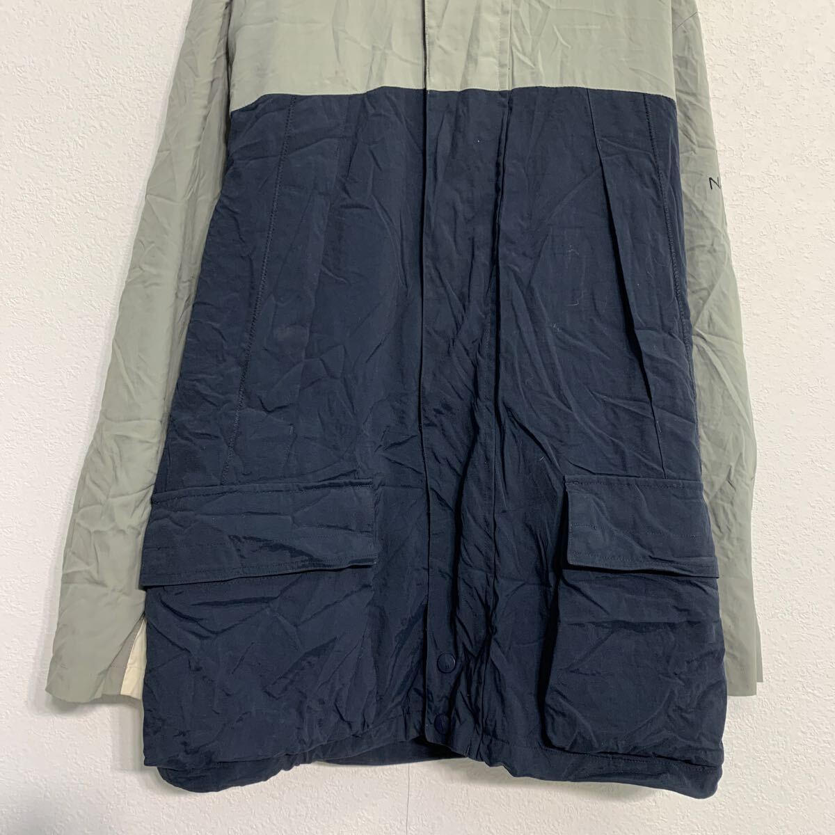 【中古】【古着】 NAUTICA ナイロンジャケット L ネイビー グレー ノーティカ ジップアップ マルチポケット アウター 古着卸 アメリカ仕入 a702-6921