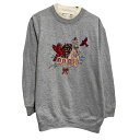 【中古】【古着】 ロゴスウェット トレーナー レディース M グレー プルオーバー 二重襟 鳥 刺繍 裏起毛 古着卸 アメリカ仕入 a702-6987