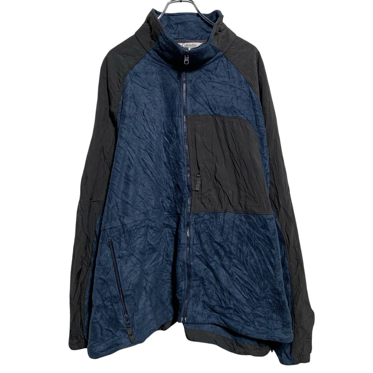 【中古】【古着】 Columbia フリースジャケット 3XL ネイビー ブラック コロンビア ジップアップ ビッグサイズ アウトドア 古着卸 アメリカ仕入 a702-7096