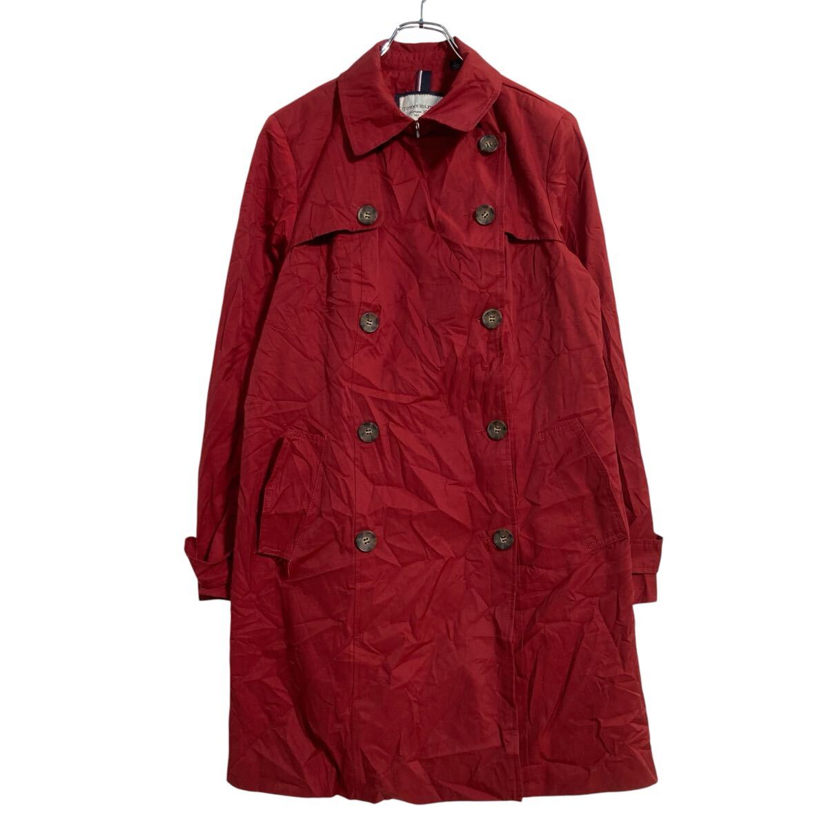 【中古】【古着】 TOMMY HILFIGER トレンチコート レディース L レッド トミーヒルフィガー 古着卸 アメリカ仕入 a702-7106