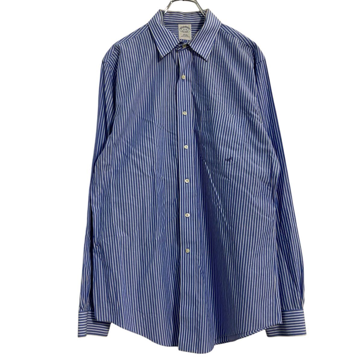 Rakuten - 【中古】【古着】 Brooks Brothers 長袖 ストライプシャツ L ブルー ホワイト ブルックスブラザーズ 古着卸 アメリカ仕入 a702-7151