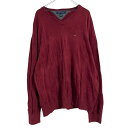 【中古】【古着】 TOMMY HILFIGER コットン ニット セーター XL ボルドー トミーヒルフィガー ビッグサイズ Vネック 古着卸 アメリカ仕入 a702-7377