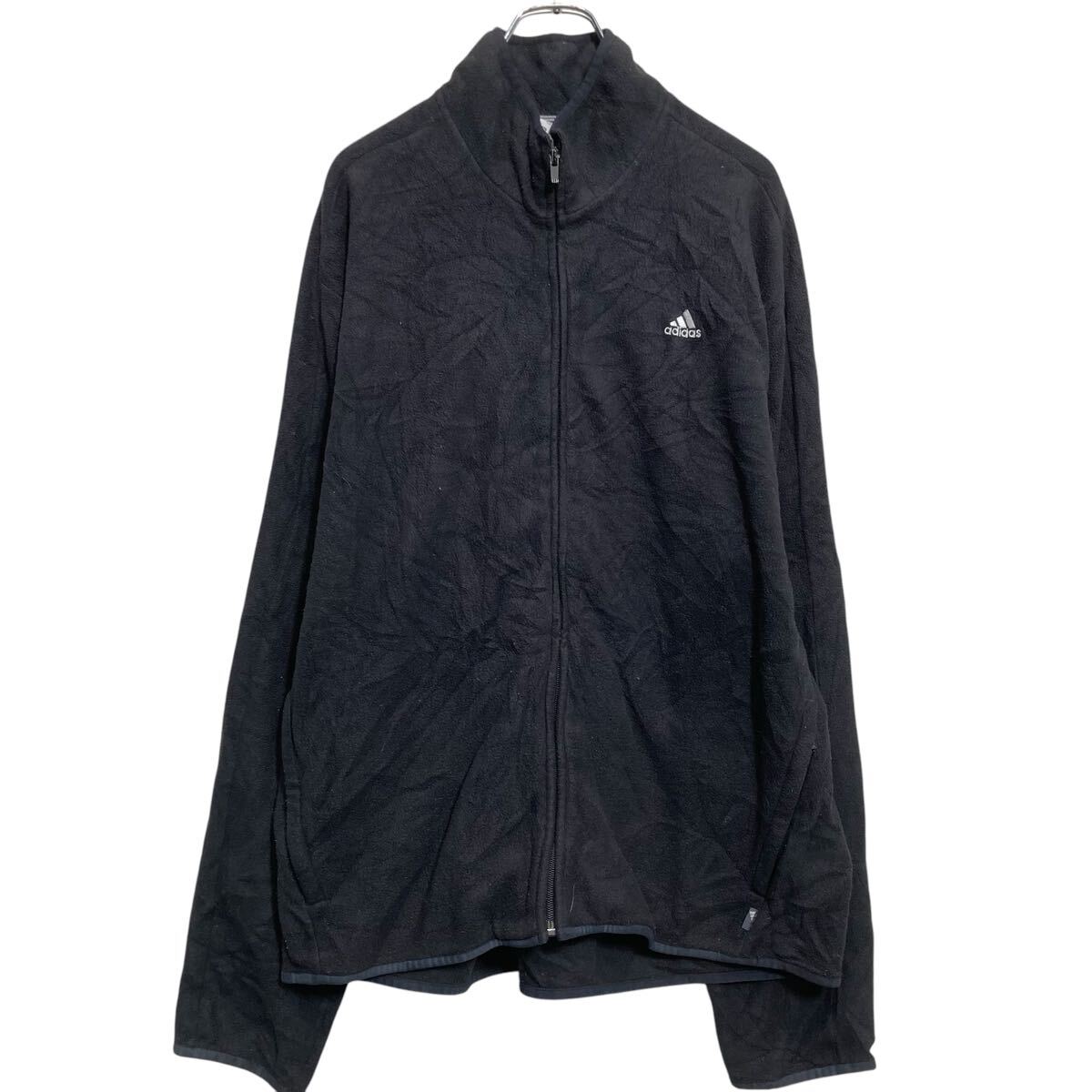 【中古】【古着】 adidas フリースジャケット XL ブラック アディダス ワンポイントロゴ ビッグサイズ 古着卸 アメリカ仕入 a702-7529