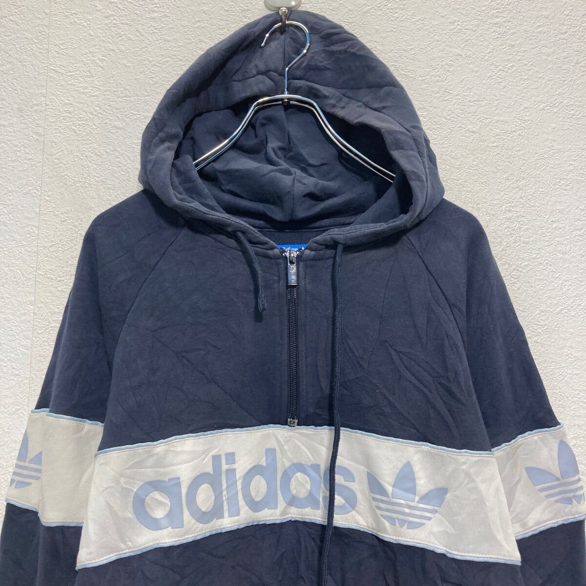 【中古】【古着】 adidas プリントスウェット パーカー レディース L アディダス スポーツ ハーフジップ 古着卸 アメリカ仕入 a702-7531