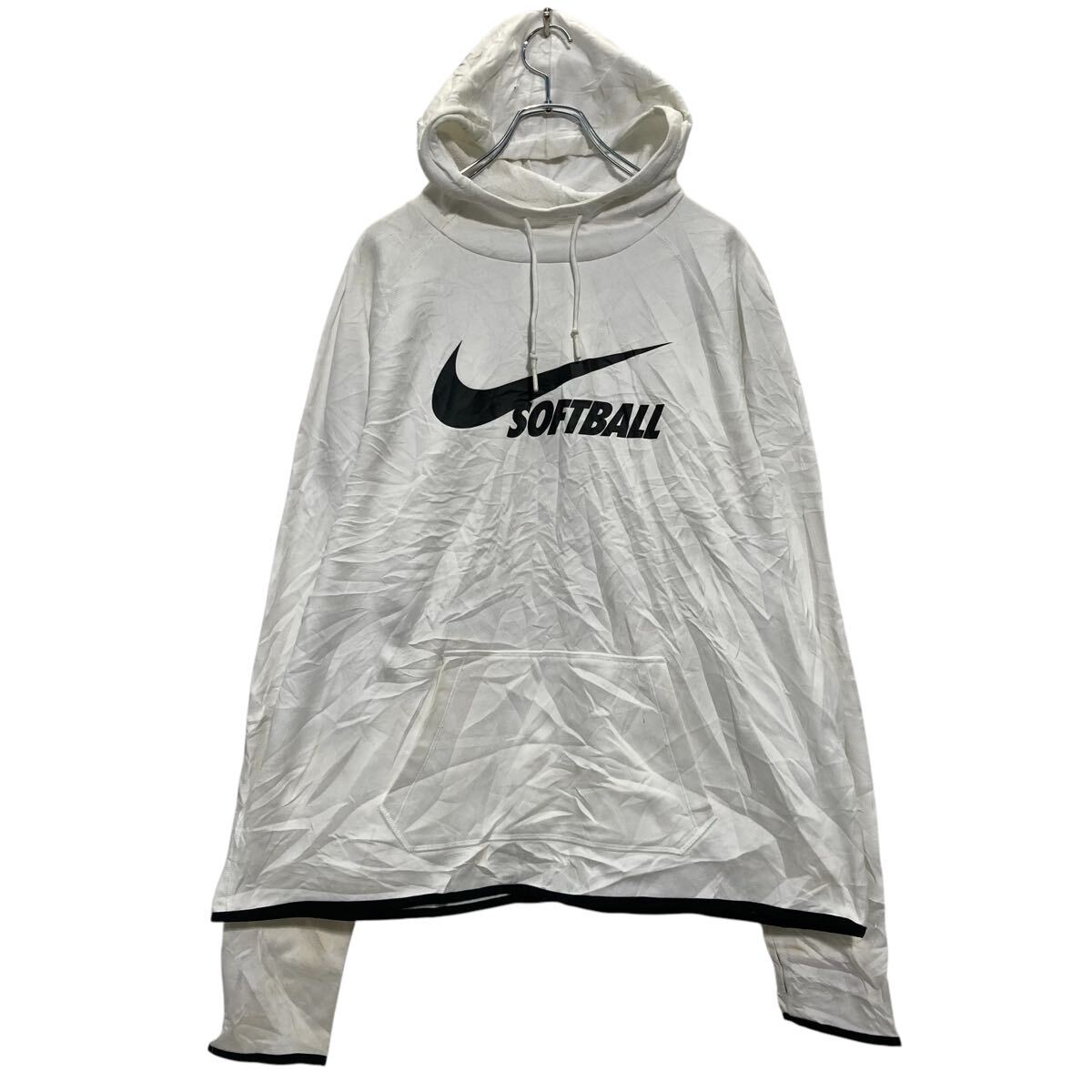 【中古】【古着】 NIKE プリントスウェット パーカー XL ホワイト ナイキ スポーツ プルオーバー 裏起毛 ビッグサイズ 古着卸 アメリカ仕入 a702-7538