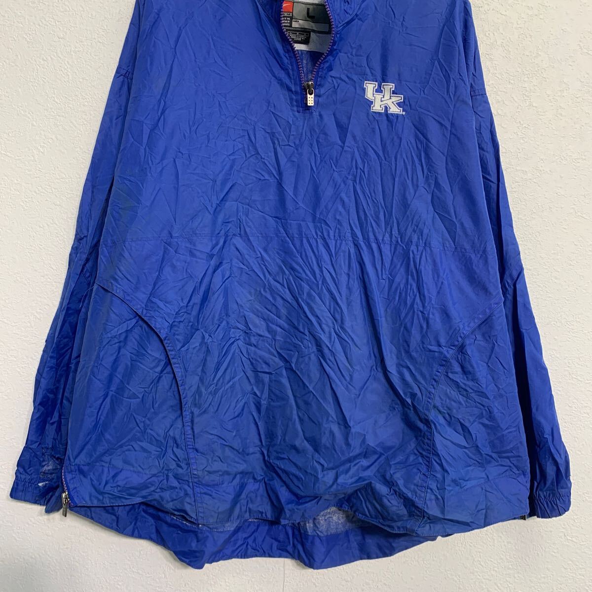 【中古】【古着】 NIKE ジャケット L ブルー ナイキ プルオーバー ワンポイント 刺繍 スポーティー アウター 薄手 古着卸 アメリカ仕入 a702-7565