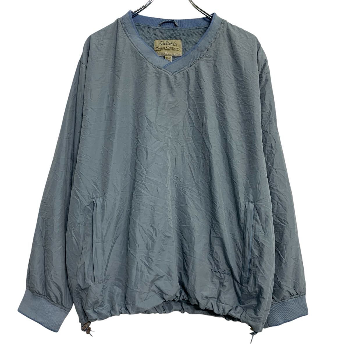 【中古】【古着】 Cabela's プルオーバー 2XL ブルーグレー カベラス Vネック ビッグサイズ ドローコード ロゴ アウター 古着卸 アメリカ仕入 a702-7571