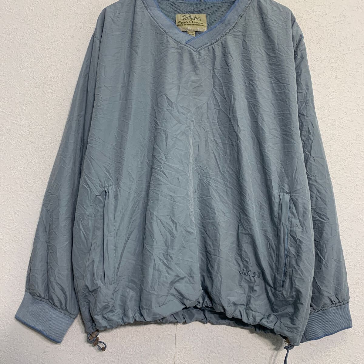 【中古】【古着】 Cabela's プルオーバー 2XL ブルーグレー カベラス Vネック ビッグサイズ ドローコード ロゴ アウター 古着卸 アメリカ仕入 a702-7571