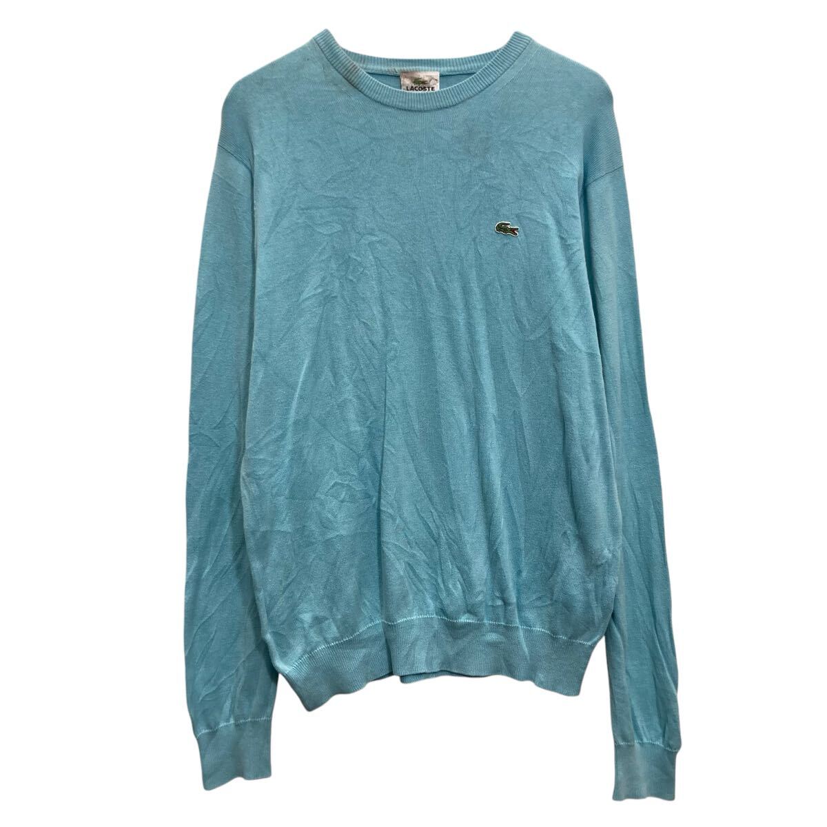 【中古】【古着】 LACOSTE コットンニット セーター S~ ライトブルー ラコステ クルーネック 古着卸 アメリカ仕入 a703-5032