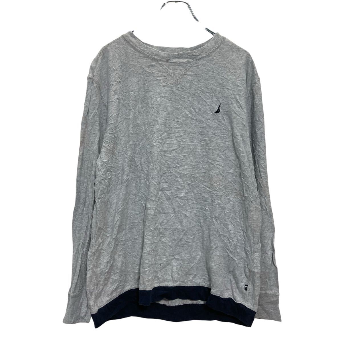 【中古】【古着】 NAUTICA 長袖 ロゴTシャツ L グレー ノーティカ ロンT ロングTシャツ 古着卸 アメリカ仕入 a703-5209