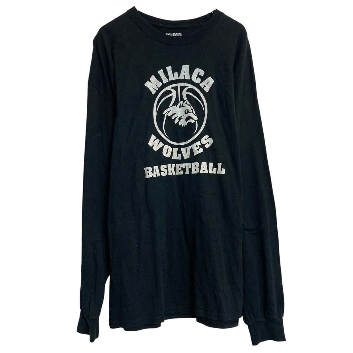 【中古】【古着】 GILDAN 長袖 プリントTシャツ ギルダン 2XL ブラック ビッグサイズ ロングスリーブ ロンT ロングTシャツ 古着卸 アメリカ仕入 a703-5224