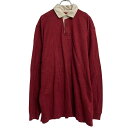 【中古】【古着】 G.H.BASS&CO 長袖 ポロシャツ ジーエイチバス L ボルドー エルボーパッチ ボタン 古着卸 アメリカ仕入 a703-5236(4)