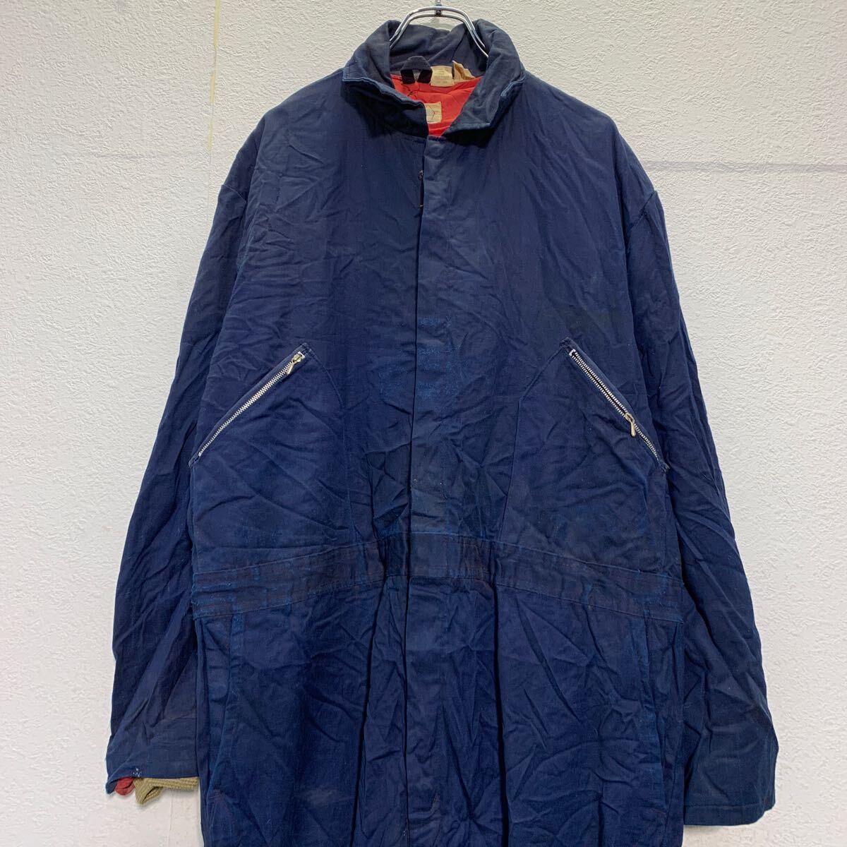 【中古】【古着】 fight master 長袖 つなぎ XL ネイビー ジップアップ アメリカ製 オールインワン ワークウェア 作業着 古着卸 アメリカ仕入 a703-5252