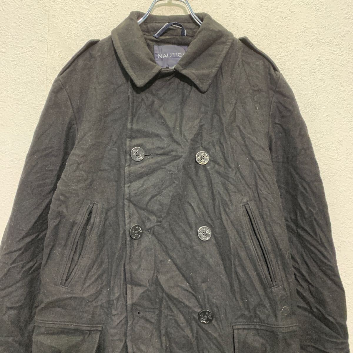 【中古】【古着】 NAUTICA ピーコート M ブラック ノーティカ ダブルボタン エポレット シンプル 秋冬 アウター 古着卸 アメリカ仕入 a703-5254