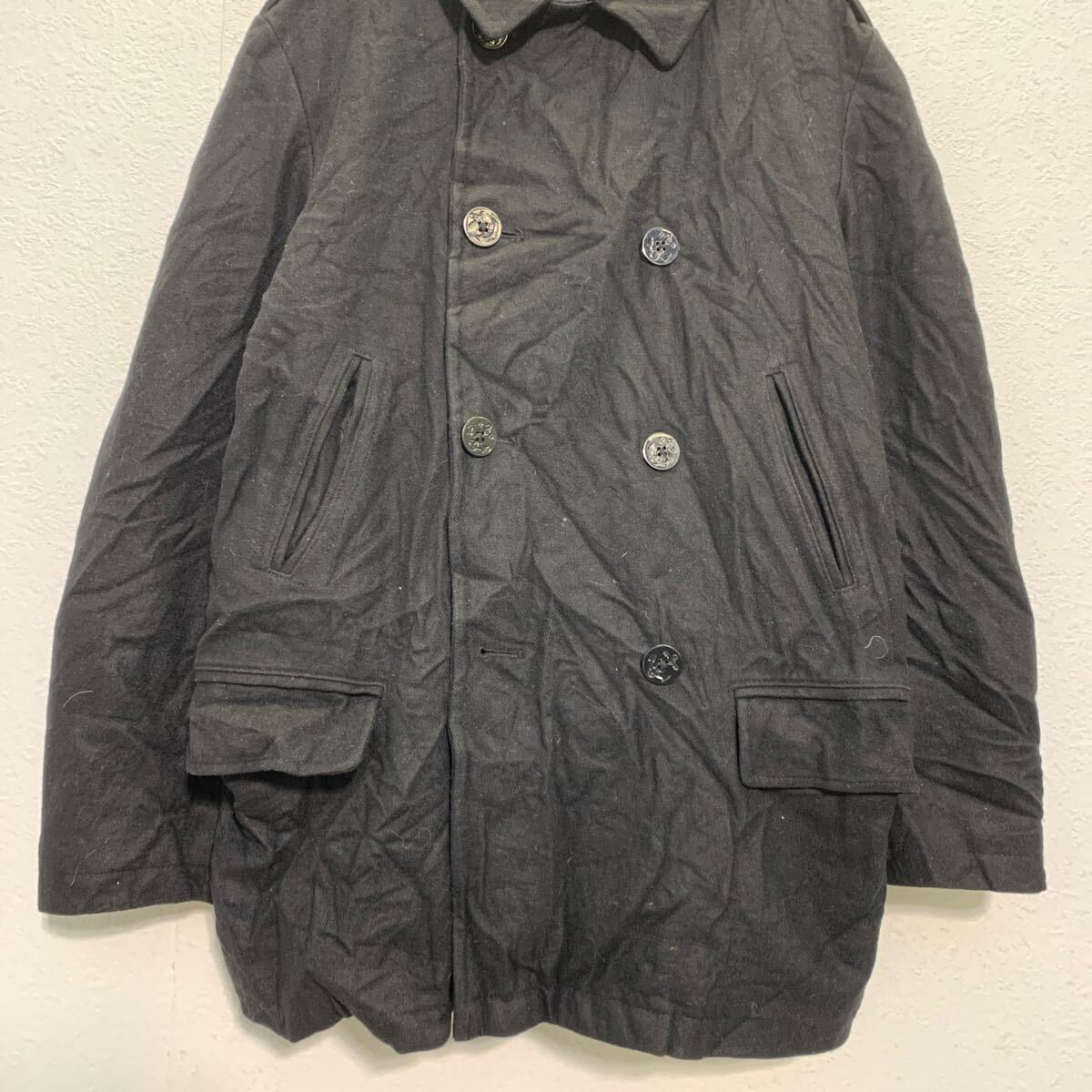 【中古】【古着】 NAUTICA ピーコート M ブラック ノーティカ ダブルボタン エポレット シンプル 秋冬 アウター 古着卸 アメリカ仕入 a703-5254
