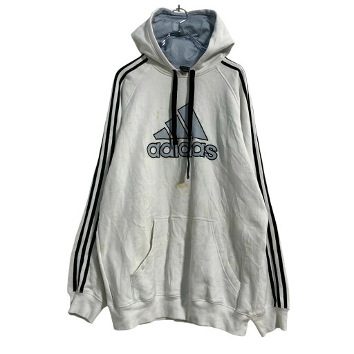 【中古】【古着】 adidas ロゴスウェット パーカー L ホワイト ブラック アディダス プルオーバー 古着卸 アメリカ仕入 a703-5312 【中古】【古着】 adidas ロゴスウェット パーカー L ホワイト ブラック アディダス プルオーバー 古着卸 アメリカ仕入 a703-5312