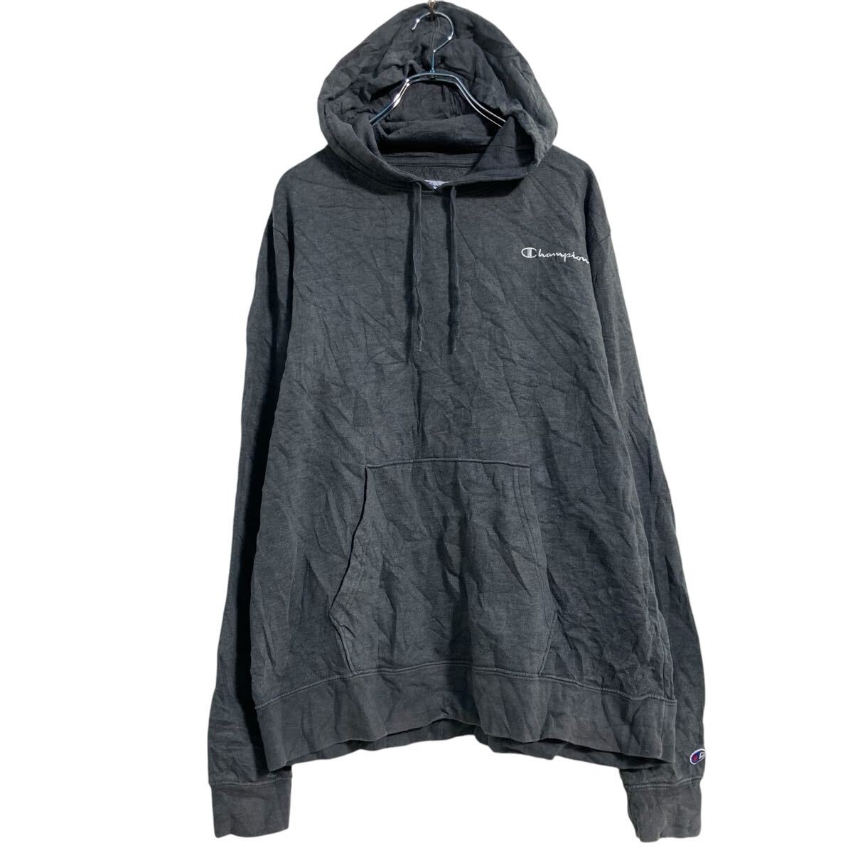 【中古】【古着】 Champion ロゴスウェット パーカー L チャコールグレー チャンピオン 刺繍 プルオーバー 裏起毛 古着卸 アメリカ仕入 a703-5330
