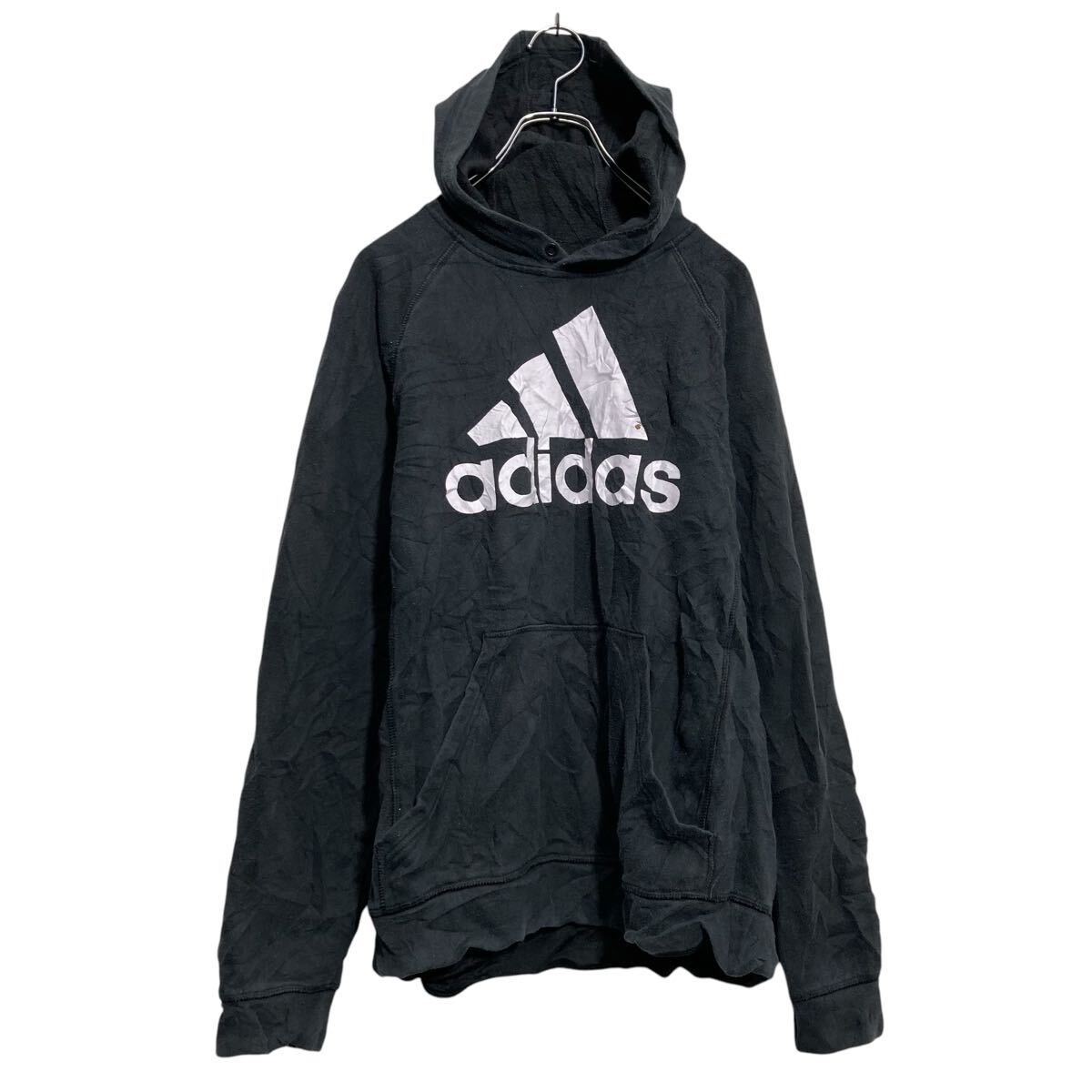 Rakuten - 【中古】【古着】 adidas ロゴスウェット パーカー アディダス M ブラック プルオーバー 裏起毛 古着卸 アメリカ仕入 a703-5427