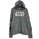 【中古】【古着】 STAR WARS プリントスウェット パーカー M グレー スターウォーズ プルオーバー 裏起毛 袖プリント 古着卸 アメリカ仕入 a703-5449