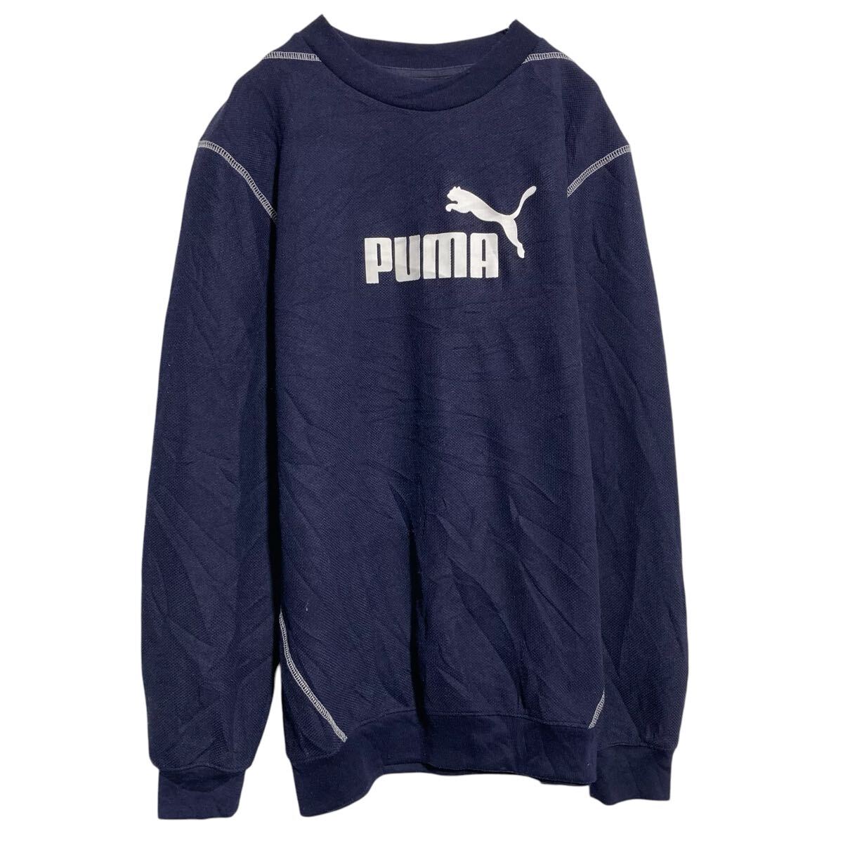 【中古】【古着】 PUMA ロゴスウェット トレーナー プーマ S ネイビー プルオーバー 古着卸 アメリカ仕入 a703-5467