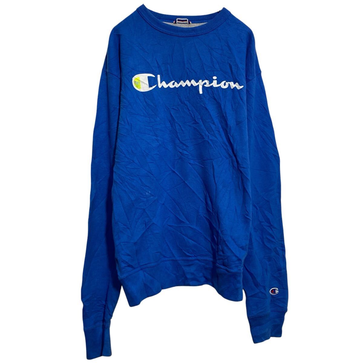【中古】【古着】 champion ロゴスウェット トレーナー チャンピオン M ブルー プルオーバー 裏起毛 古着卸 アメリカ仕入 a703-5470