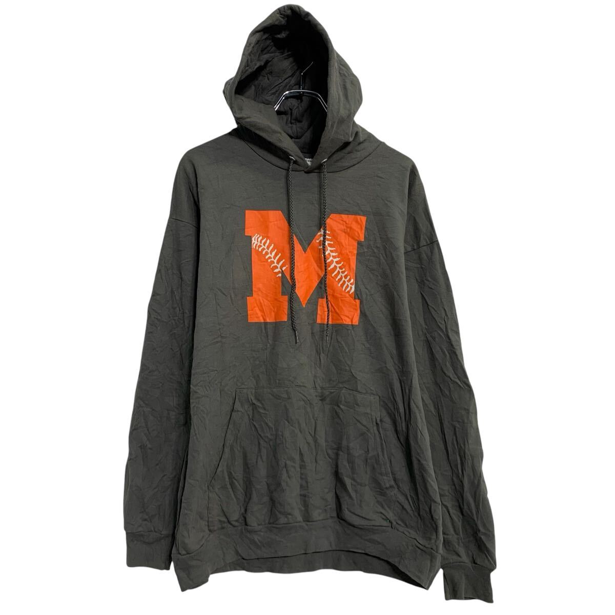 【中古】【古着】 PORT&COMPANY プリントスウェット パーカー L グレー系 ポートアンドカンパニー プルオーバー ポケット 古着卸 アメリカ仕入 a703-5494