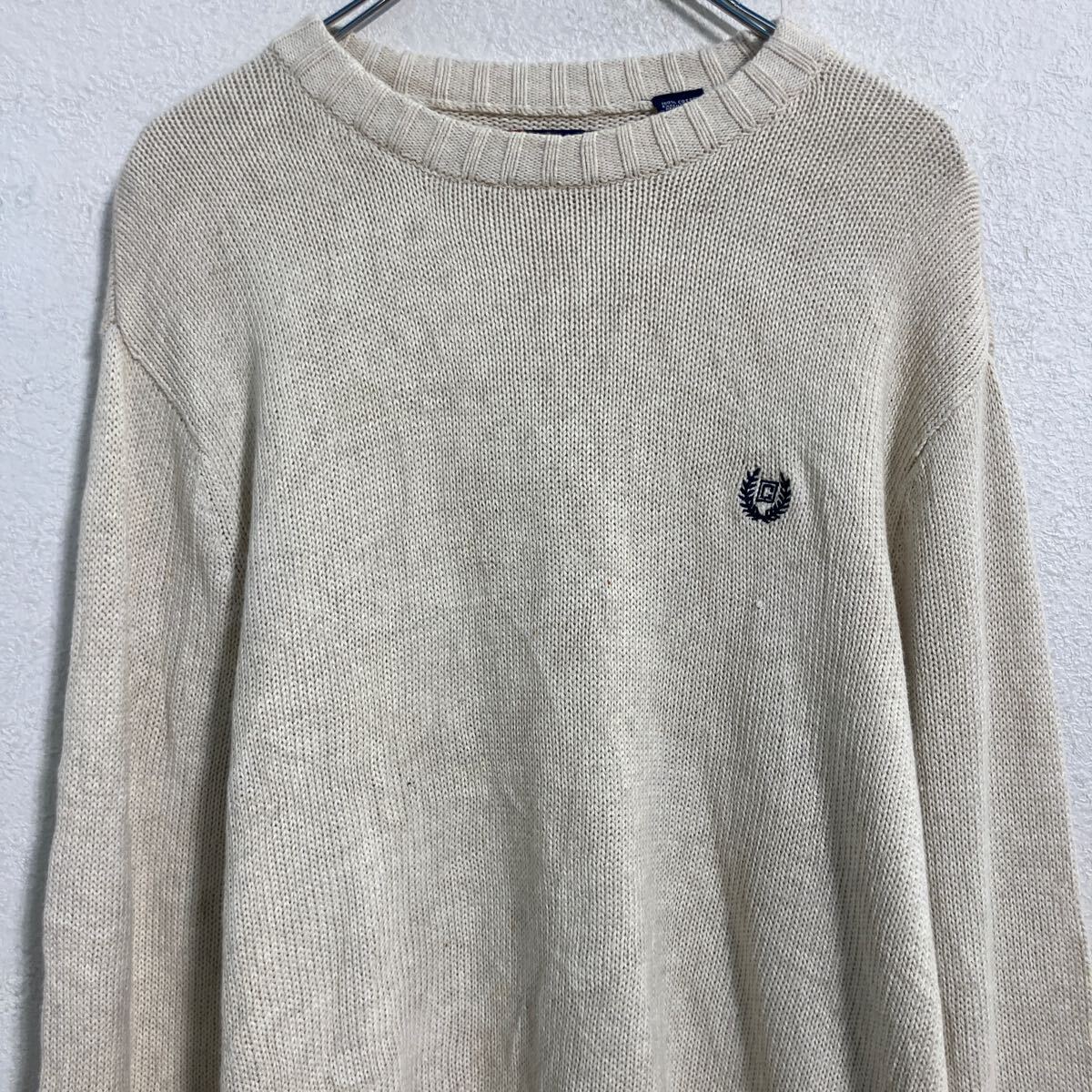 【中古】【古着】 CHAPS コットンニット セーター M オフホワイト チャップス ワンポイントロゴ シンプル 古着卸 アメリカ仕入 a703-5526