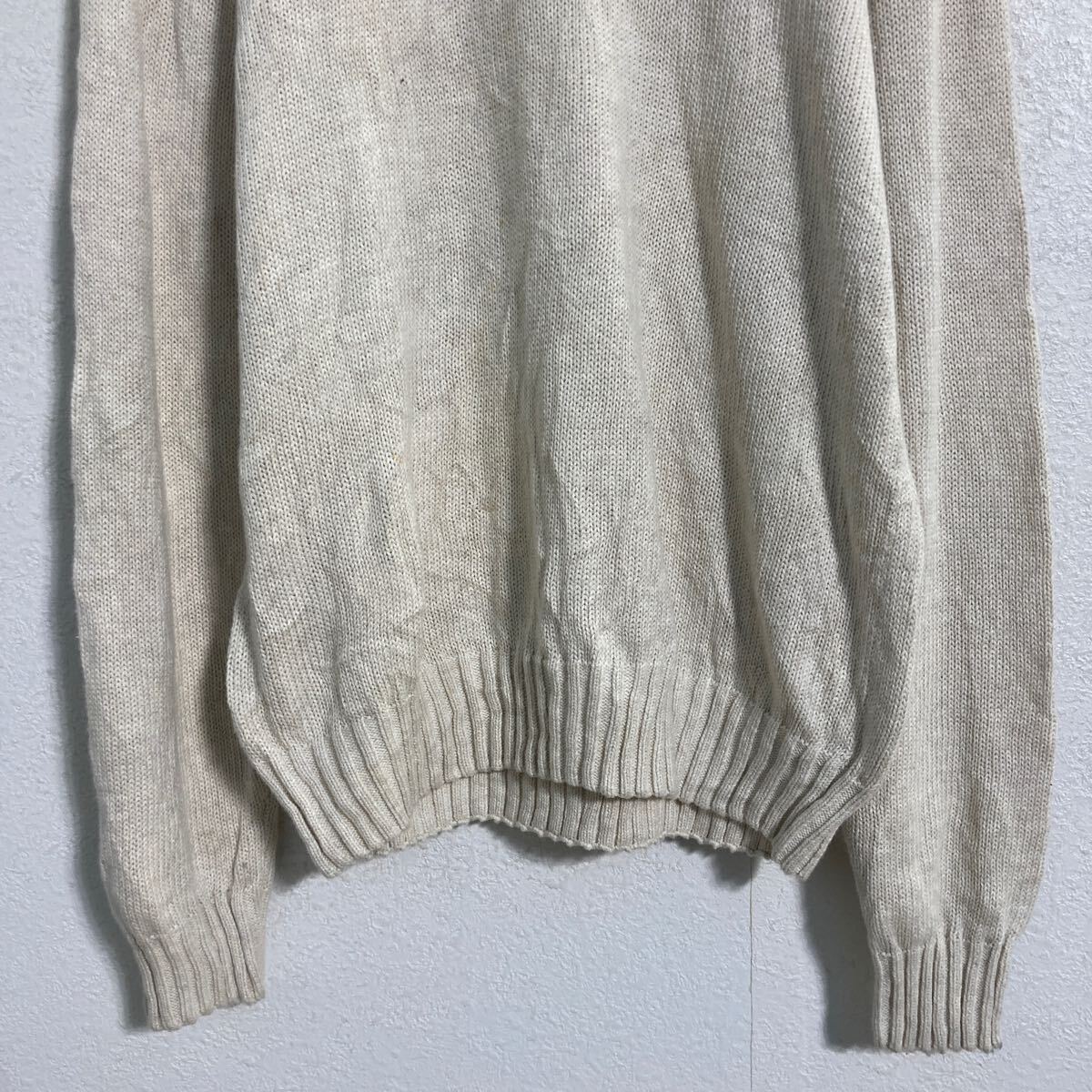 【中古】【古着】 CHAPS コットンニット セーター M オフホワイト チャップス ワンポイントロゴ シンプル 古着卸 アメリカ仕入 a703-5526