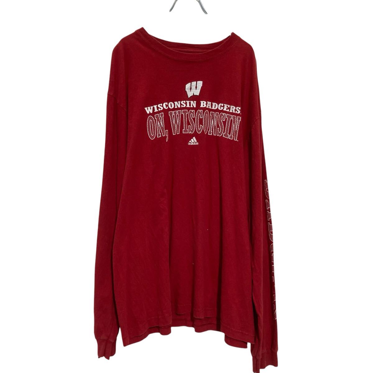 【中古】【古着】 adidas 長袖 プリントTシャツ 3XL レッド アディダス ビッグサイズ ロンT ロングTシャツ 古着卸 アメリカ仕入 a703-5538