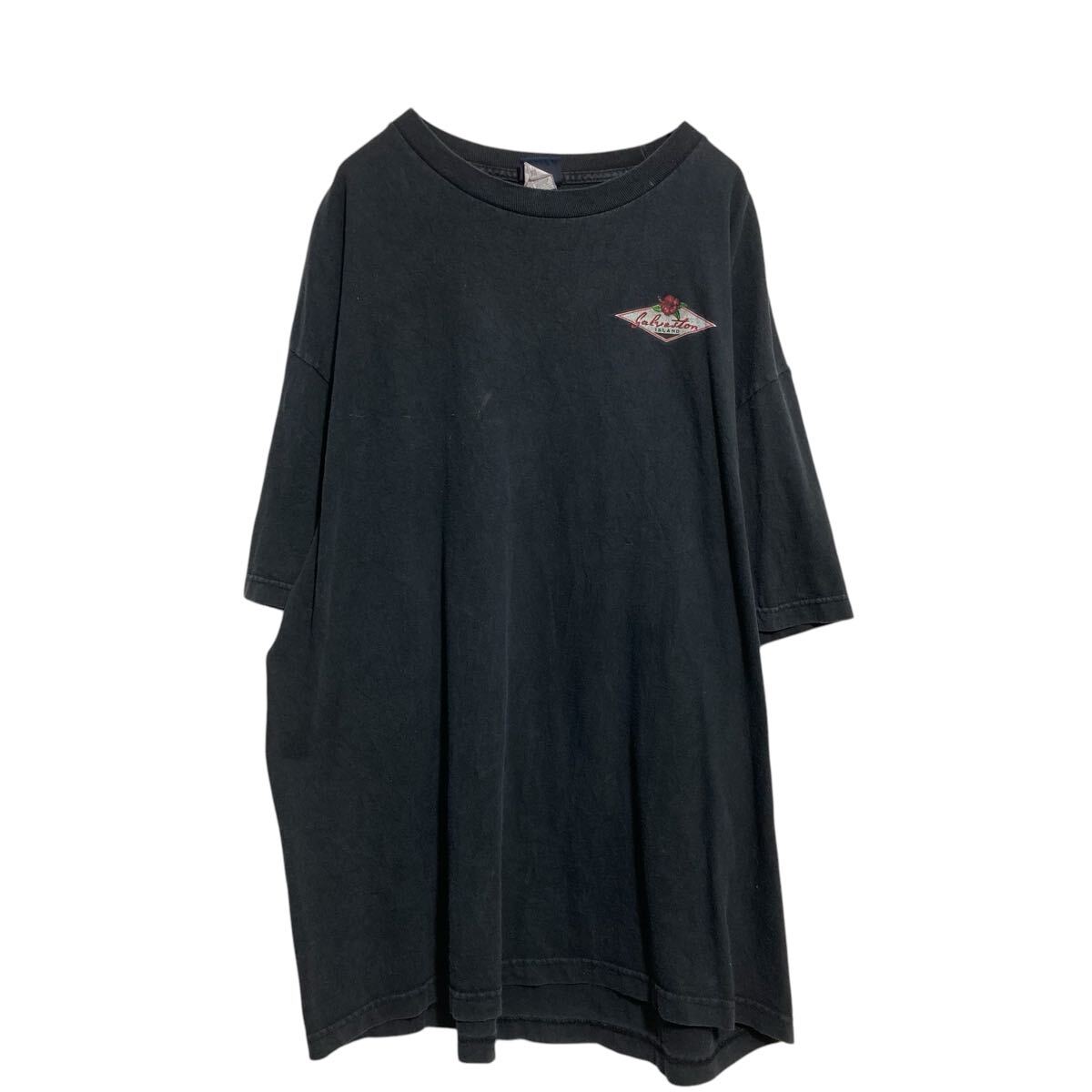 【中古】【古着】 BLUE 半袖 プリントTシャツ 2XL ブラック メキシコ製 バックプリント ハイビスカス 古着卸 アメリカ仕入 a703-5599