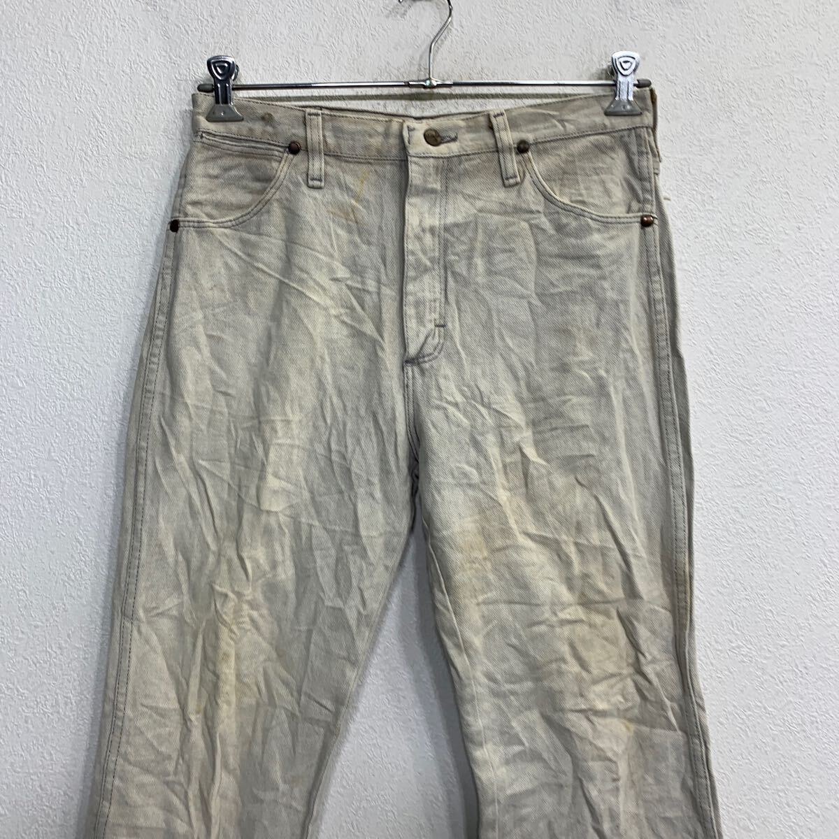 【中古】【古着】 Wrangler カウボーイ ロングパンツ W32 ラングラー ライトグレー コットン USA製 古着卸 アメリカ仕入 2503-452