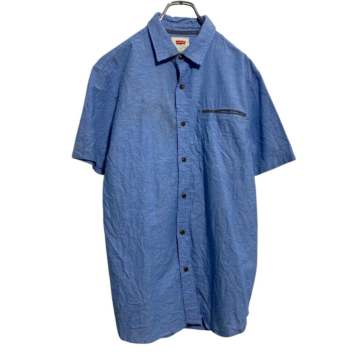 【中古】【古着】 Levi’s 半袖 無地シャツ リーバイス S ブルー シンプル ポケット 古着卸 アメリカ仕入 a703-5764