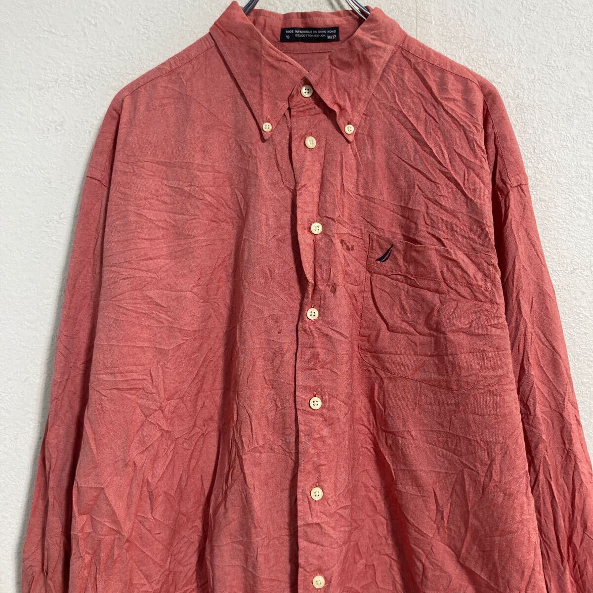 【中古】【古着】 NAUTICA 長袖 無地シャツ 2XL 程 レッドオレンジ系 ノーティカ オックスフォード ビッグサイズ 古着卸 アメリカ仕入 a703-5837