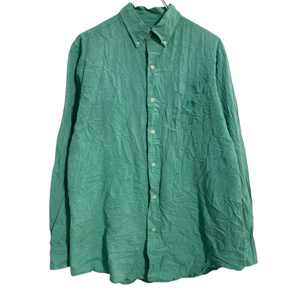 【中古】【古着】 CHAPS 長袖 無地シャツ M グリーン チャップス ボタンダウン シンプル ワンポイントロゴ 古着卸 アメリカ仕入 a703-5861