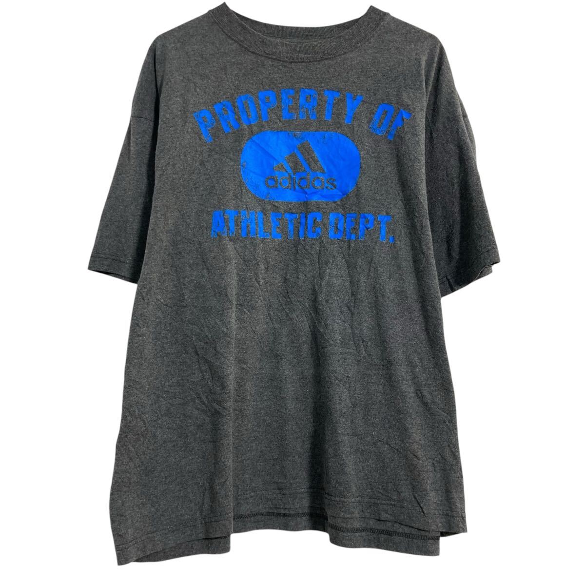 【中古】【古着】 adidas 半袖 プリントTシャツ L チャコールグレー アディダス スポーツ クルーネック 古着卸 アメリカ仕入 a703-5884