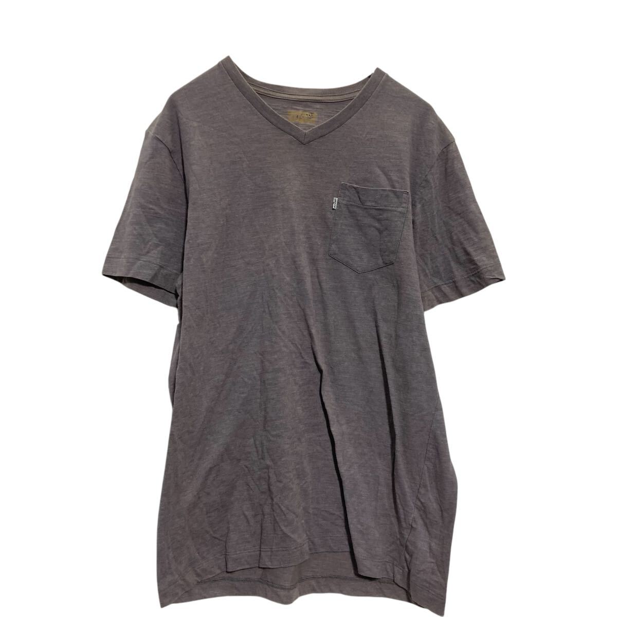 【中古】【古着】 Levi's 半袖 ポケットTシャツ S〜 グレー リーバイス Vネック 古着卸 アメリカ仕入 a703-5918
