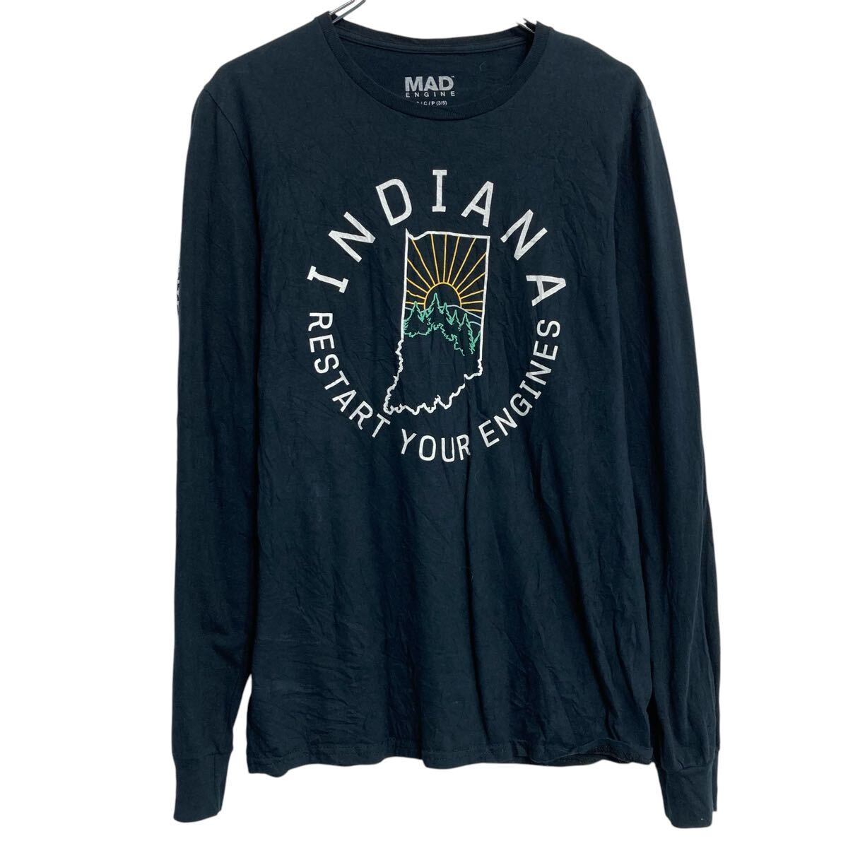 【中古】【古着】 MAD ENGINE 長袖 プリントTシャツ マッドエンジン S ブラック 袖プリント ロンT ロングTシャツ 古着卸 アメリカ仕入 a703-5926