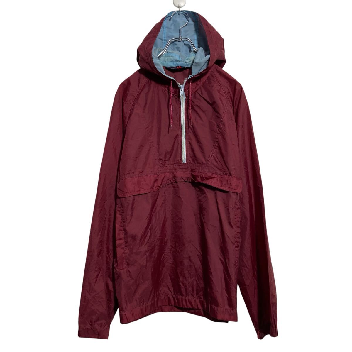 【中古】【古着】 F.U.S LONDON ナイロンジャケット L ボルドー アノラックパーカー ハーブジップ カン..