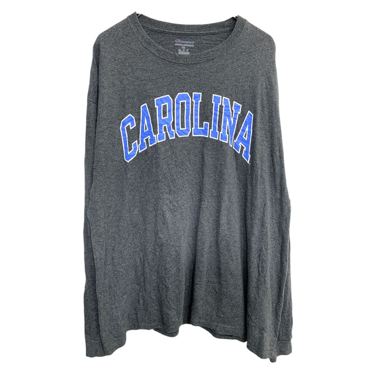 【中古】【古着】 Champion プリントロングTシャツ 2XLサイズ チャンピオン ビッグサイズ グレー 古着卸 アメリカ仕入 t2503-3144