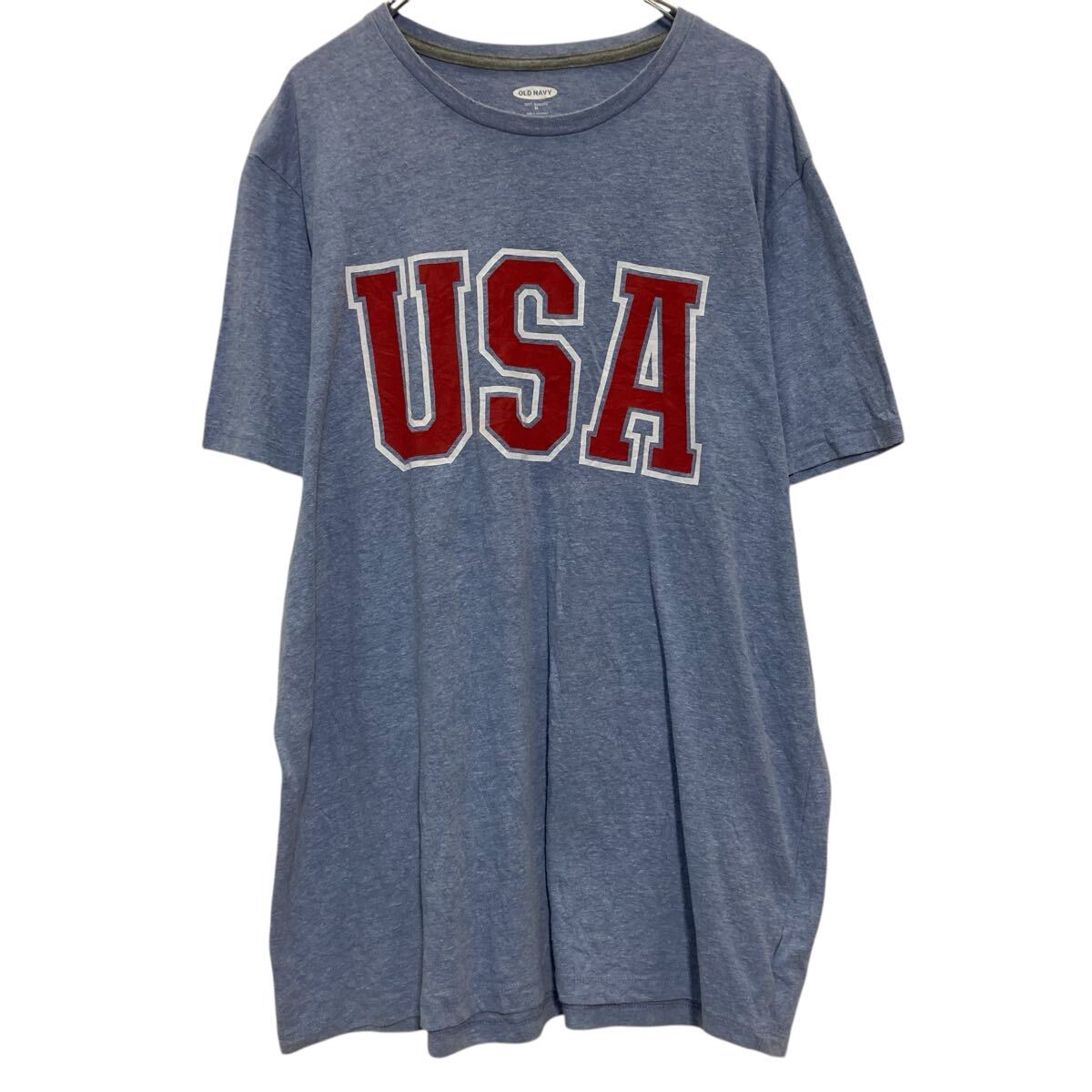 【中古】【古着】 OLD NAVY 半袖 プリントTシャツ XL ブルー系 オールドネイビー クルーネック ビッグサイズ 古着卸 アメリカ仕入 a703-6323