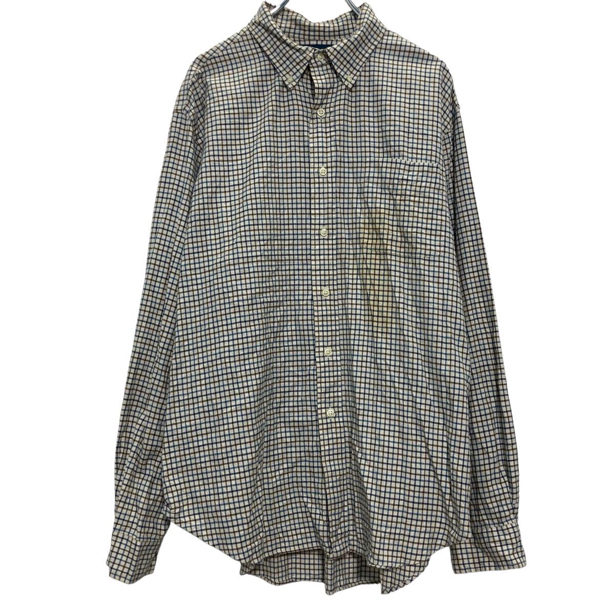 【中古】【古着】 RALPH LAUREN 長袖 チェックシャツ XL ブルー ブラウン マルチカラー ラルフローレン ビッグサイズ 古着卸 アメリカ仕入 a703-6327