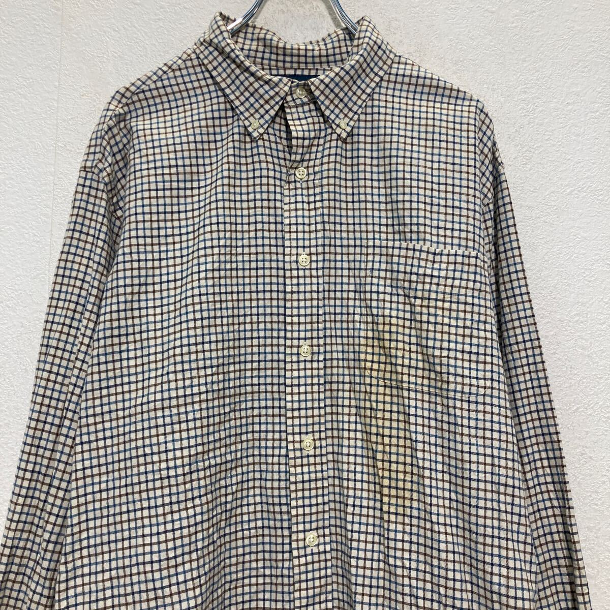 【中古】【古着】 RALPH LAUREN 長袖 チェックシャツ XL ブルー ブラウン マルチカラー ラルフローレン ビッグサイズ 古着卸 アメリカ仕入 a703-6327