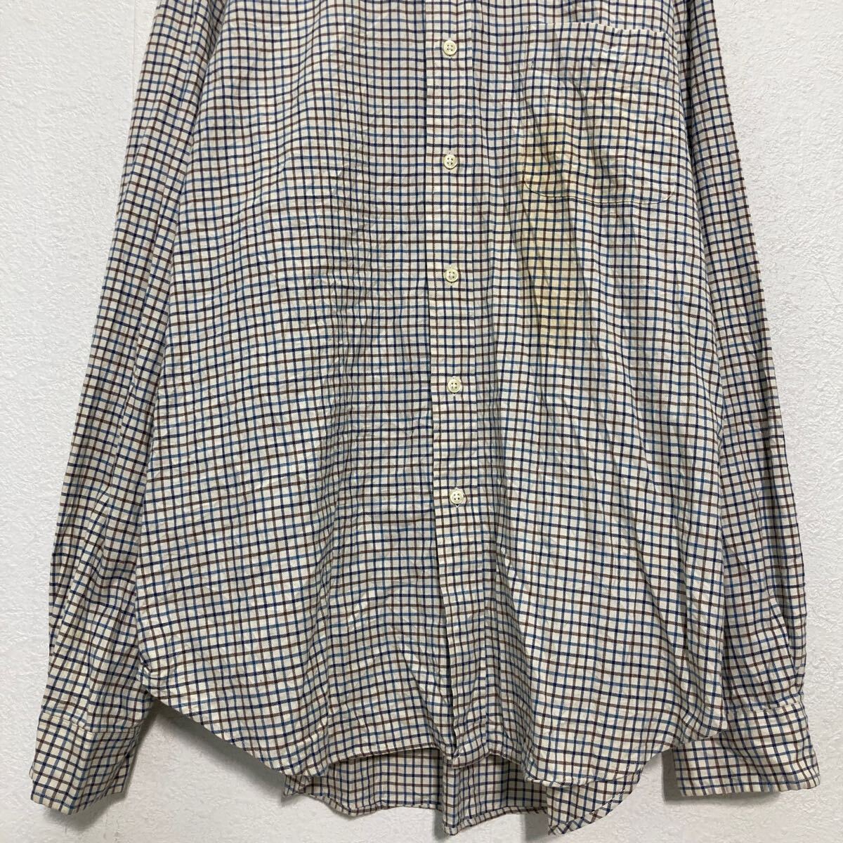 【中古】【古着】 RALPH LAUREN 長袖 チェックシャツ XL ブルー ブラウン マルチカラー ラルフローレン ビッグサイズ 古着卸 アメリカ仕入 a703-6327
