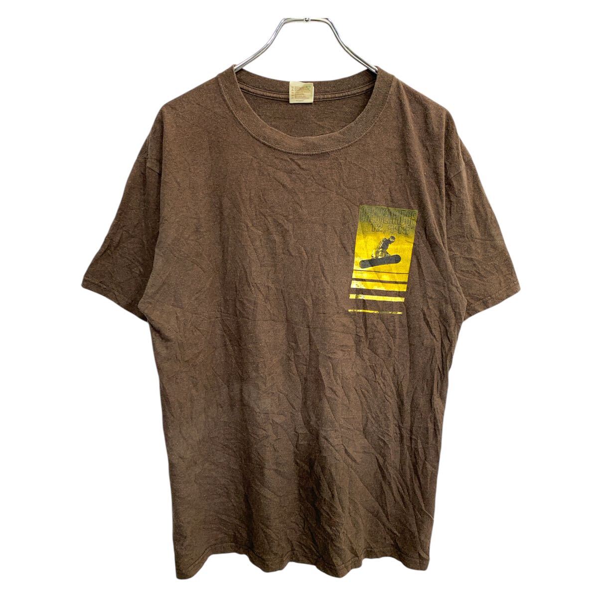 【中古】【古着】 anvil recycled 半袖 プリント Tシャツ Lサイズ アンビル ブラウン 古着卸 アメリカ仕入 t2503-3164