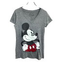 【中古】【古着】 Disney 半袖 キャラクターTシャツ XLサイズ ディズニー レディース Vネック グレー 古着卸 アメリカ仕入 t2503-3166