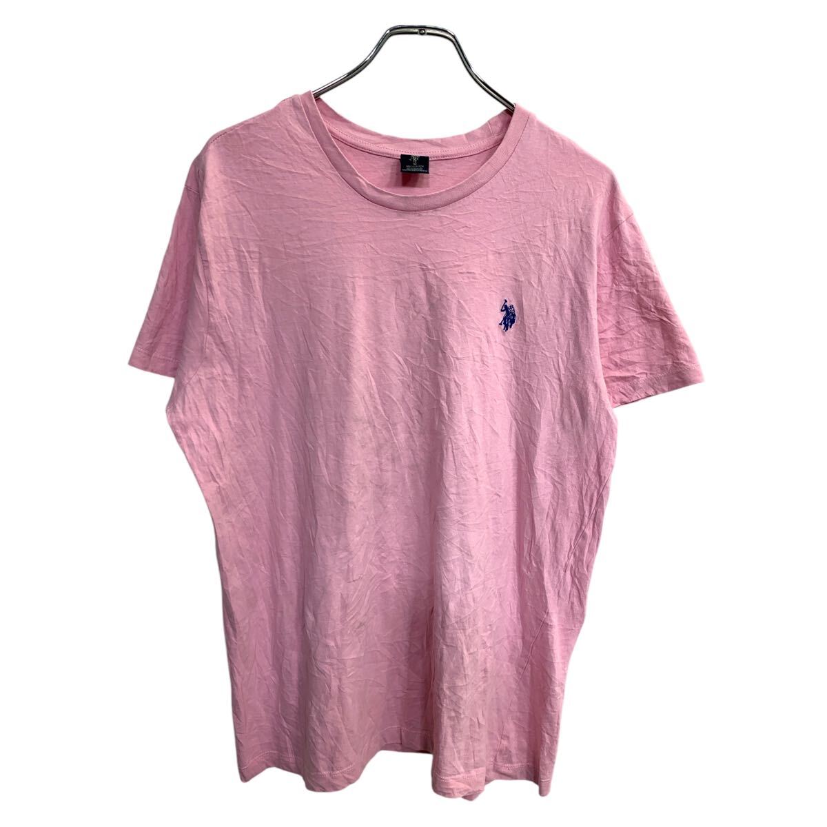 【中古】【古着】 U.S. POLO ASSN 半袖 ロゴ Tシャツ Mサイズ ユーエスポロアッスン ピンク コットン 古着卸 アメリカ仕入 t2503-3193